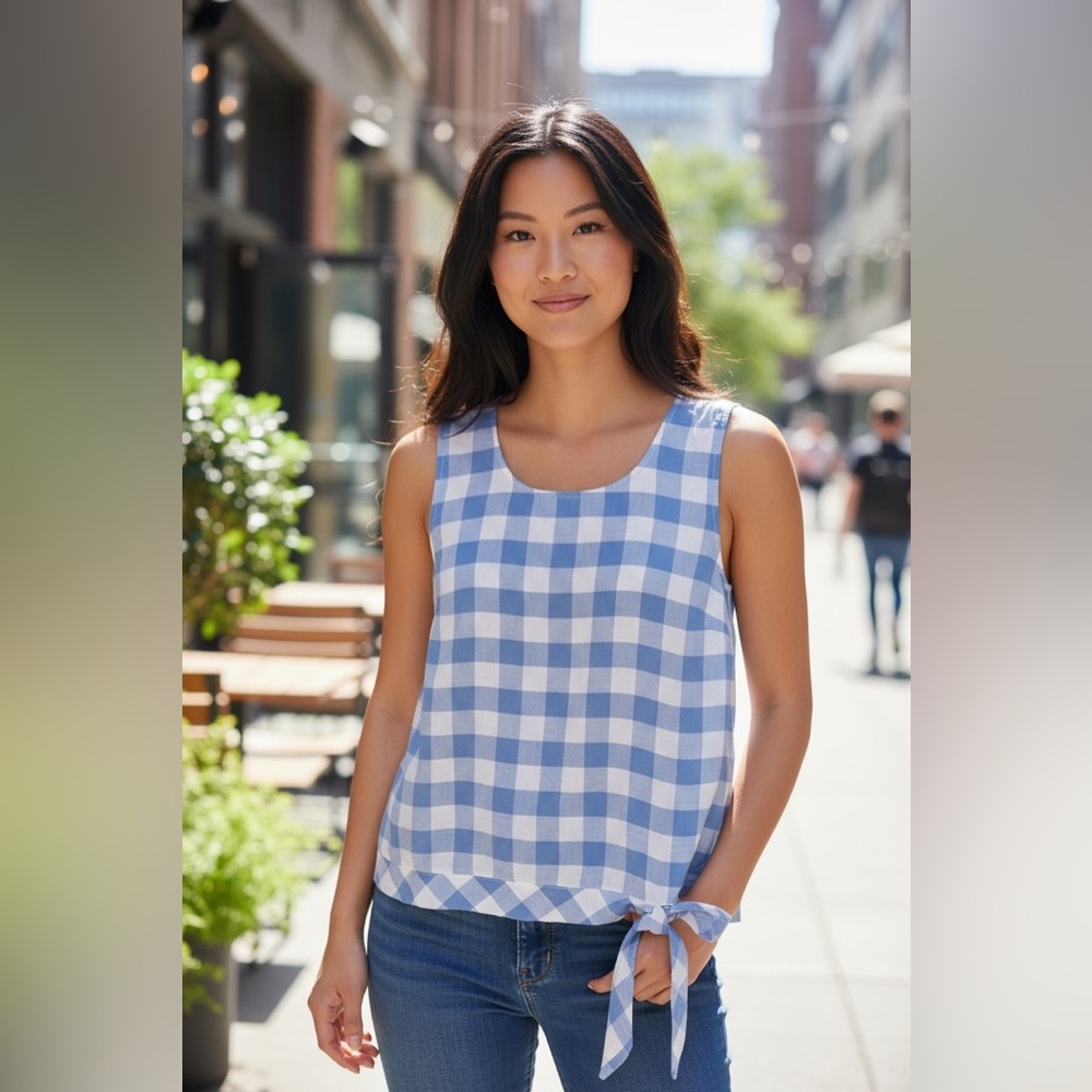 J. CREW linen/cotton gingham top